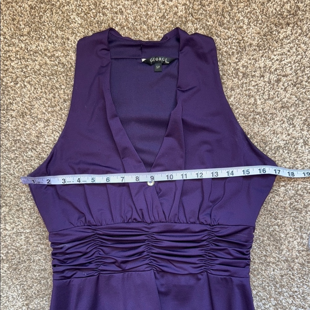 George Dress Elegant Purple Sleeveless Ruched Waist Women's Size S - Picture 8 of 10